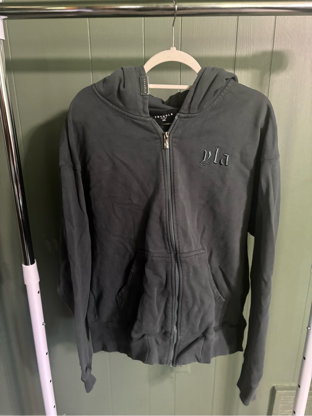 YoungLA Men's Zip-Up Hoodie in Charcoal